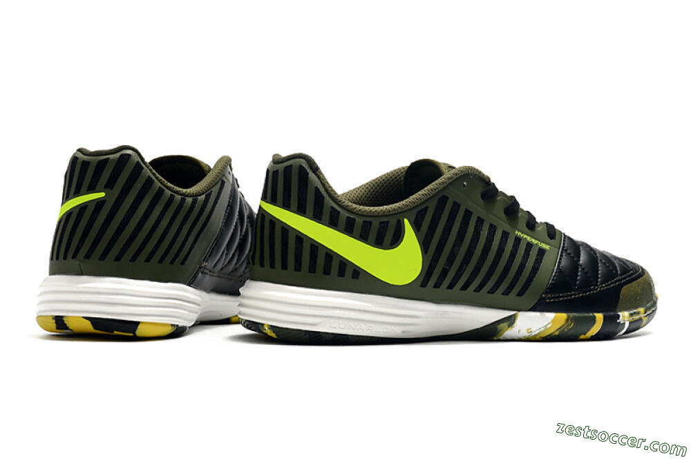 Nike Lunar Gato 2 IC Low-Tops Soccer Shoes - Black/Green/Yellow 6