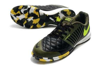 Nike Lunar Gato 2 IC Low-Tops Soccer Shoes - Black/Green/Yellow