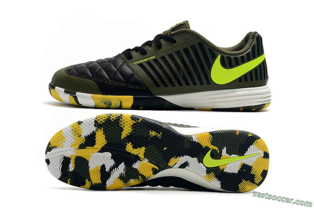 Nike Lunar Gato 2 IC Low-Tops Soccer Shoes - Black/Green/Yellow 1