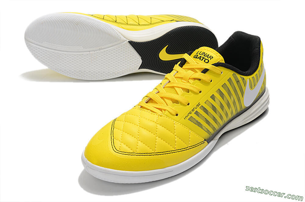 Nike Lunar Gato 2 IC Low-Tops Soccer Shoes - Yellow/Black/White 3