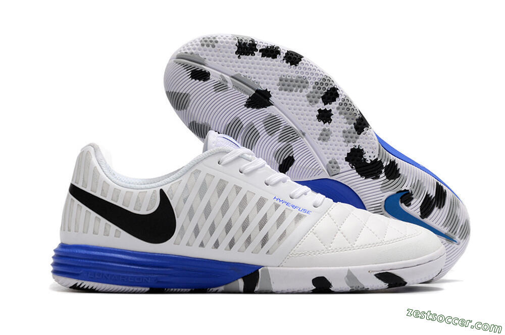 Nike Lunar Gato 2 IC Low-Tops Soccer Shoes - White/Black/Blue 0