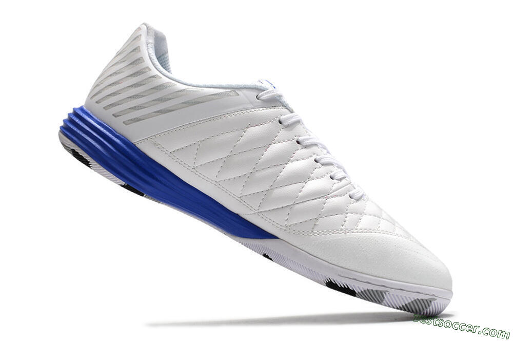 Nike Lunar Gato 2 IC Low-Tops Soccer Shoes - White/Black/Blue 4