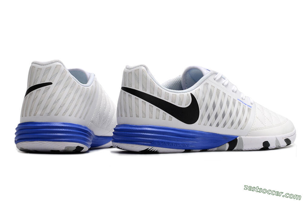 Nike Lunar Gato 2 IC Low-Tops Soccer Shoes - White/Black/Blue 6