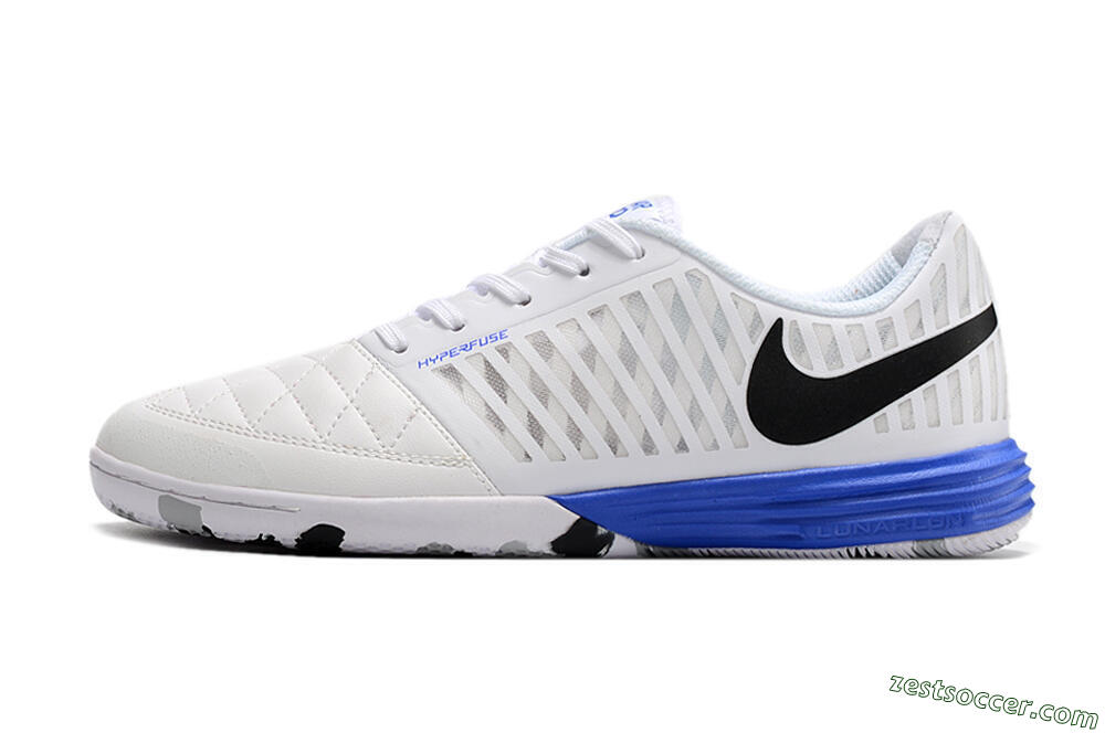 Nike Lunar Gato 2 IC Low-Tops Soccer Shoes - White/Black/Blue 2