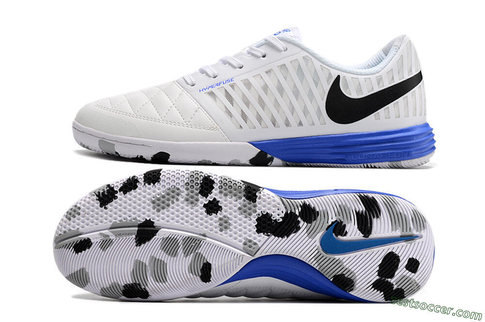Nike Lunar Gato 2 IC Low-Tops Soccer Shoes - White/Black/Blue 1