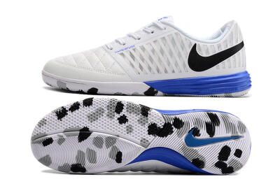 Nike Lunar Gato 2 IC Low-Tops Soccer Shoes - White/Black/Blue