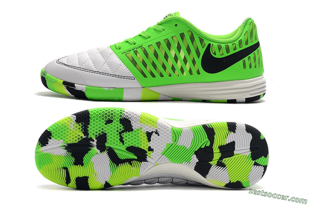 Nike Lunar Gato 2 IC Low-Tops Soccer Shoes - White/Green/Black 1
