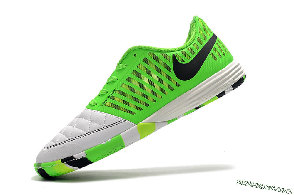 Nike Lunar Gato 2 IC Low-Tops Soccer Shoes - White/Green/Black 8