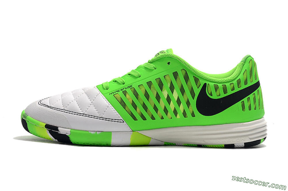 Nike Lunar Gato 2 IC Low-Tops Soccer Shoes - White/Green/Black 2