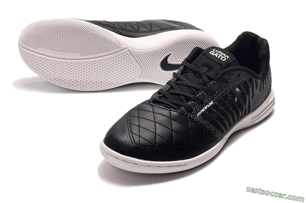 Nike Lunar Gato 2 IC Low-Tops Soccer Shoes - Black/Silver/White 3