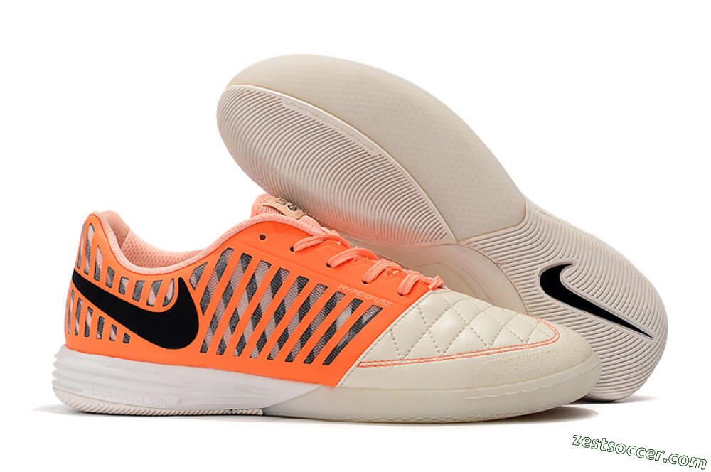 Nike Lunar Gato 2 IC Low-Tops Soccer Shoes - White/Orange/Black 0