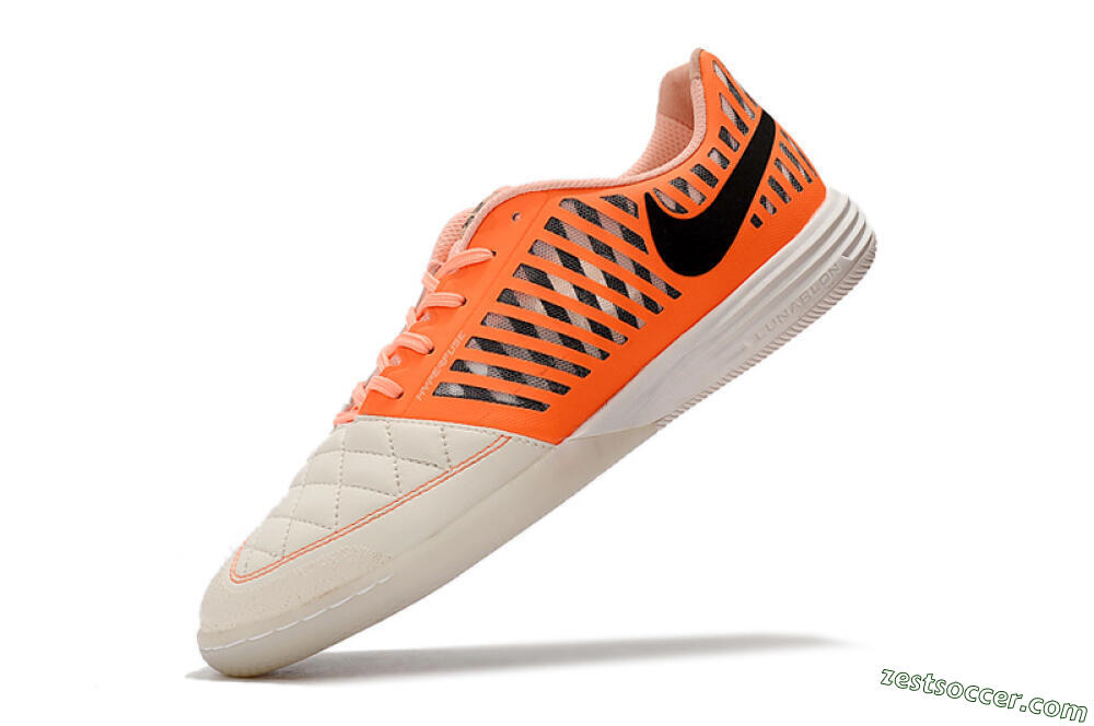 Nike Lunar Gato 2 IC Low-Tops Soccer Shoes - White/Orange/Black 8