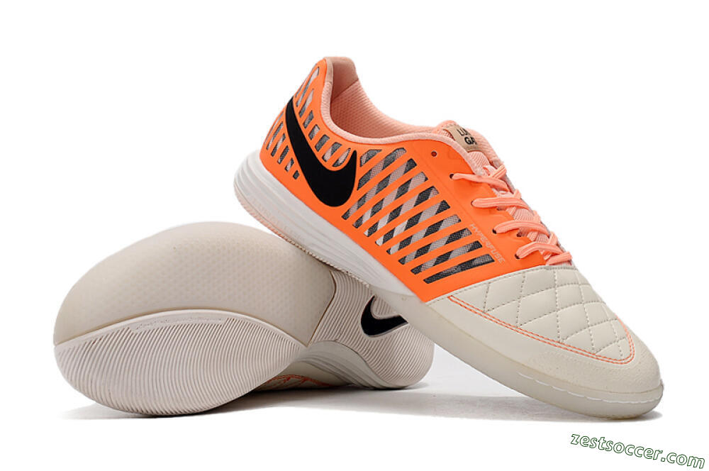 Nike Lunar Gato 2 IC Low-Tops Soccer Shoes - White/Orange/Black 4