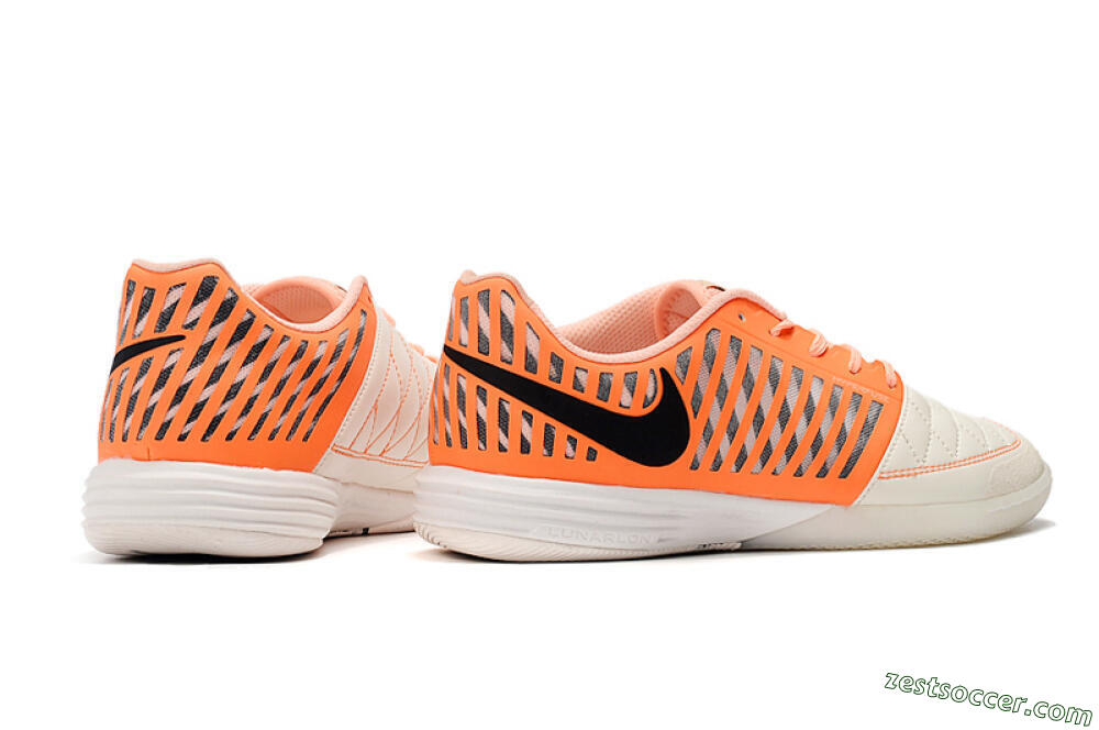 Nike Lunar Gato 2 IC Low-Tops Soccer Shoes - White/Orange/Black 9