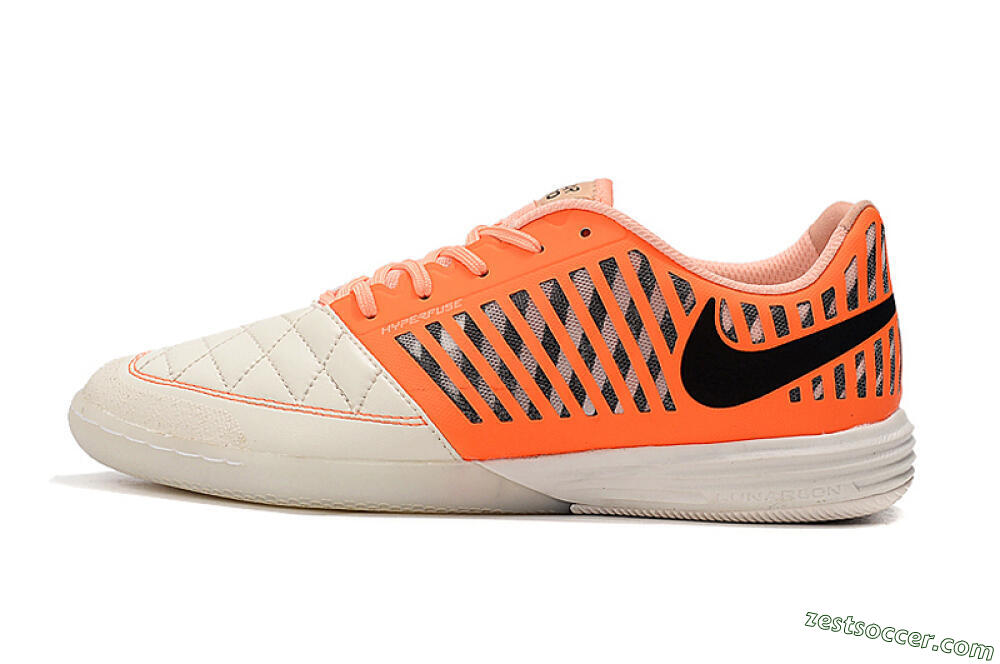 Nike Lunar Gato 2 IC Low-Tops Soccer Shoes - White/Orange/Black 2