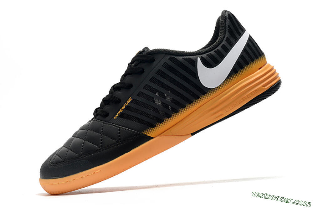 Nike Lunar Gato 2 IC Low-Tops Soccer Shoes - Black/White/Brown 5