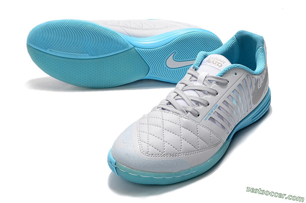 Nike Lunar Gato 2 IC Low-Tops Soccer Shoes - White/Silver/Jade 2