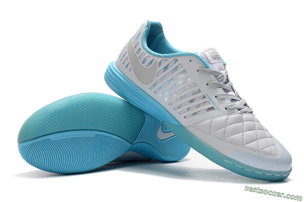 Nike Lunar Gato 2 IC Low-Tops Soccer Shoes - White/Silver/Jade 3