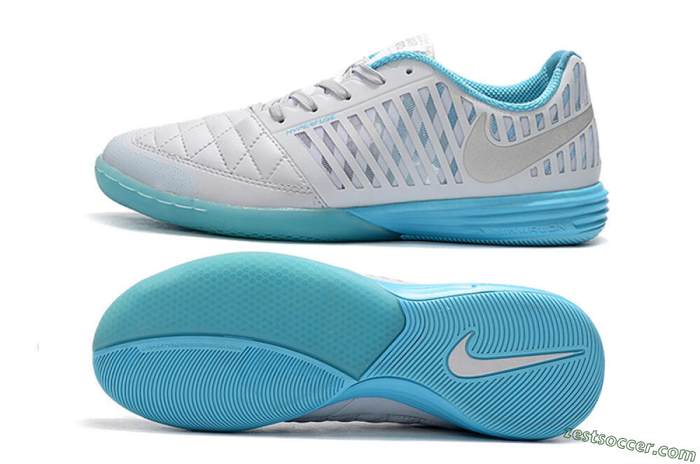 Nike Lunar Gato 2 IC Low-Tops Soccer Shoes - White/Silver/Jade 1
