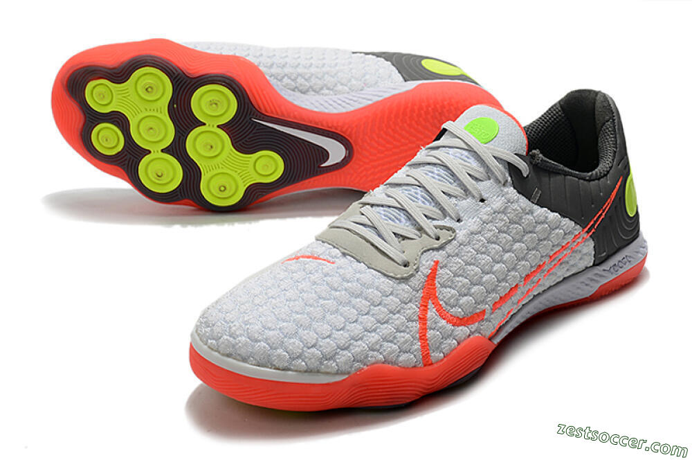 Nike React Gato IC Low-Tops Soccer Shoes - White/Red/Yellow/Grey 3