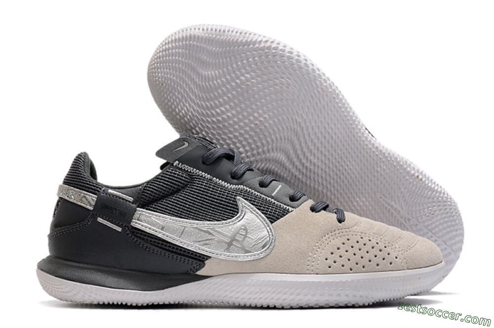 Nike Street Gato IC Low-Tops Soccer Shoes - Beige/Silver/Black 0