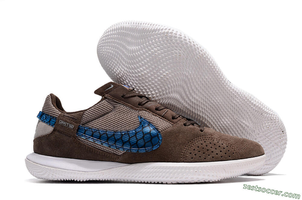 Nike Street Gato IC Low-Tops Soccer Shoes - Brown/Blue/White 0