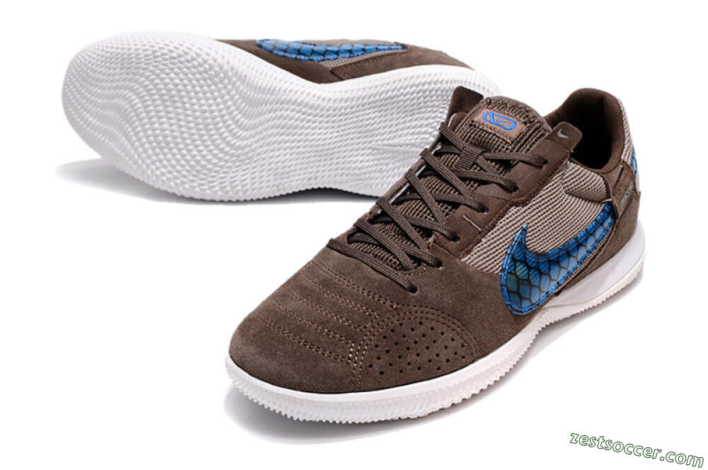 Nike Street Gato IC Low-Tops Soccer Shoes - Brown/Blue/White 3