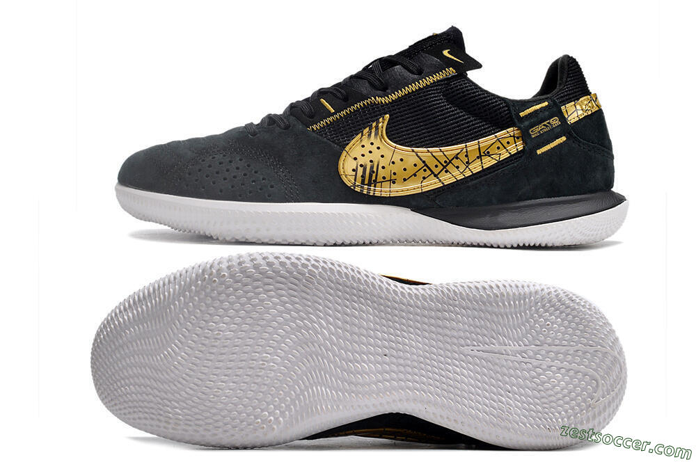 Nike Street Gato IC Low-Tops Soccer Shoes - Black/Gold/White 1