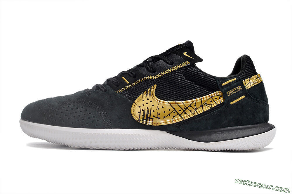 Nike Street Gato IC Low-Tops Soccer Shoes - Black/Gold/White 2