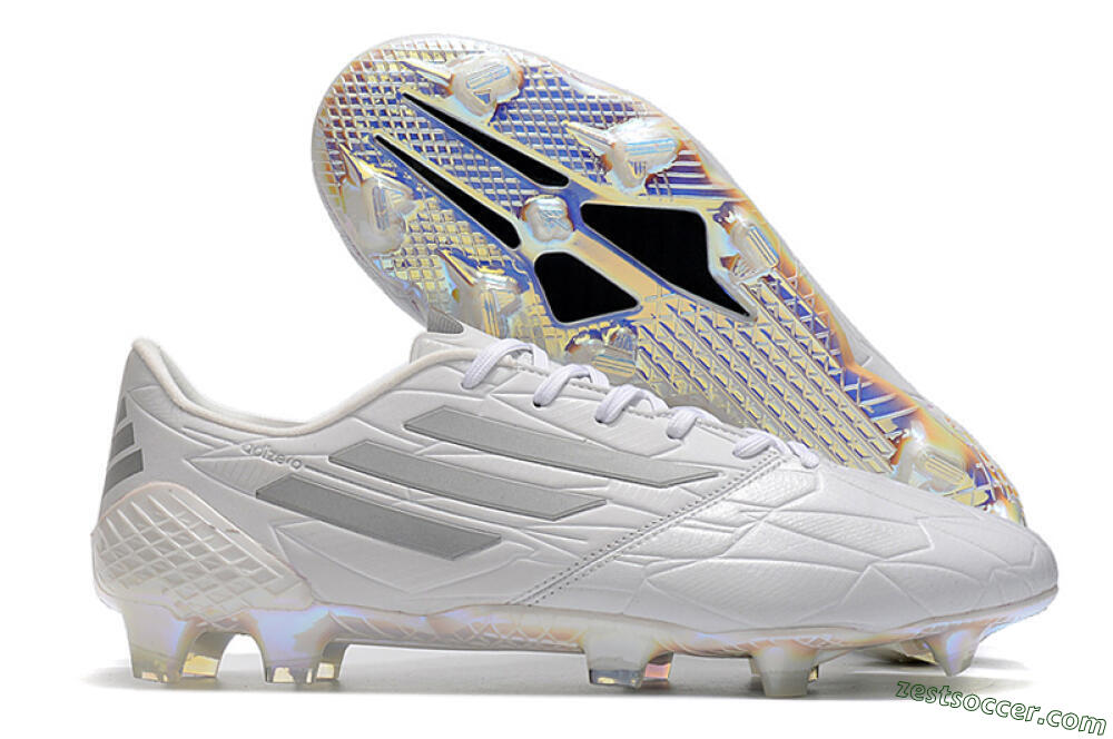 Adidas F50 Adizero Ghosted FG Low-Tops Soccer Cleats - White/Grey/Silver 0