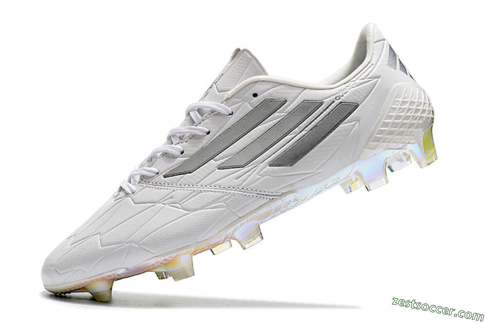 Adidas F50 Adizero Ghosted FG Low-Tops Soccer Cleats - White/Grey/Silver 5