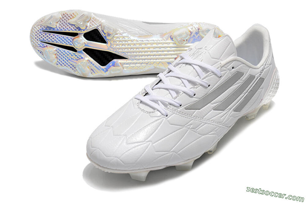 Adidas F50 Adizero Ghosted FG Low-Tops Soccer Cleats - White/Grey/Silver 3