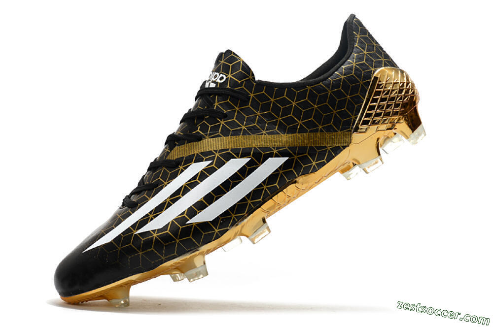 Adidas F50 Adizero Ghosted FG Low-Tops Soccer Cleats - Black/White/Gold 5
