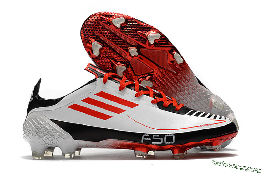 Adidas F50 Adizero Ghosted FG Low-Tops Soccer Cleats - White/Red/Black 0