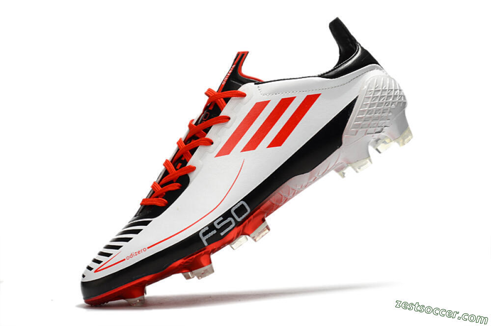 Adidas F50 Adizero Ghosted FG Low-Tops Soccer Cleats - White/Red/Black 5