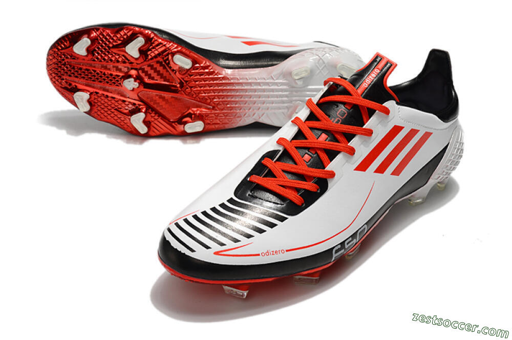 Adidas F50 Adizero Ghosted FG Low-Tops Soccer Cleats - White/Red/Black 3