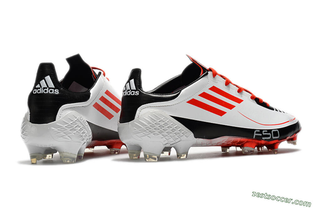 Adidas F50 Adizero Ghosted FG Low-Tops Soccer Cleats - White/Red/Black 6