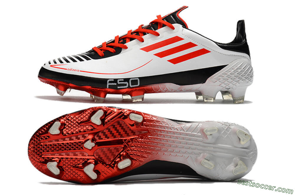 Adidas F50 Adizero Ghosted FG Low-Tops Soccer Cleats - White/Red/Black 1