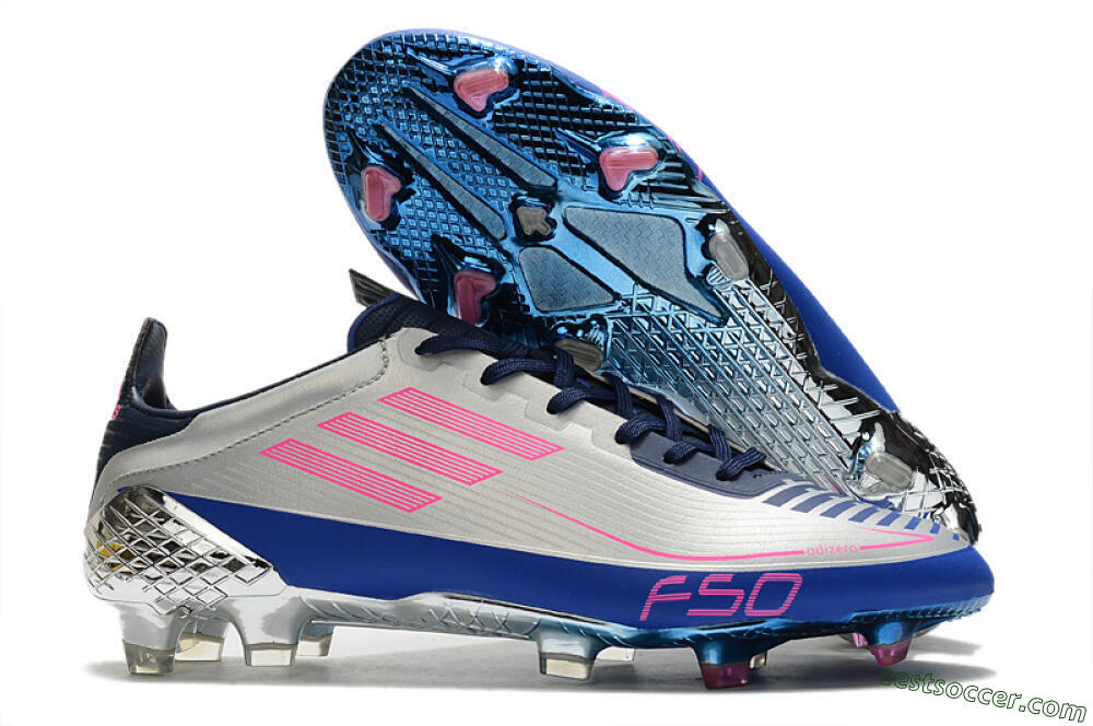 Adidas F50 Adizero Ghosted FG Low-Tops Soccer Cleats - Silver/Pink/Blue 0