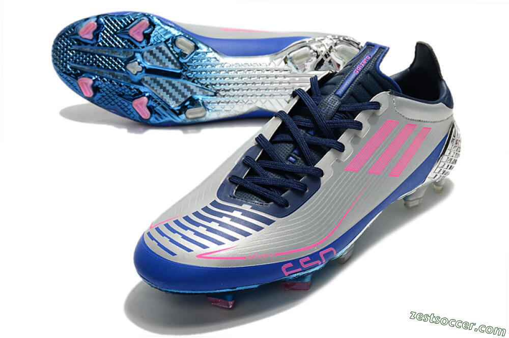 Adidas F50 Adizero Ghosted FG Low-Tops Soccer Cleats - Silver/Pink/Blue 3