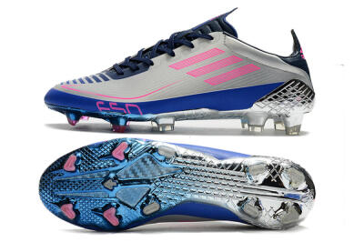 Adidas F50 Adizero Ghosted FG Low-Tops Soccer Cleats - Silver/Pink/Blue