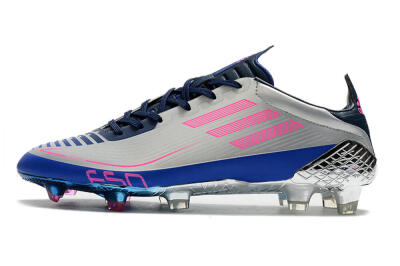 Adidas F50 Adizero Ghosted FG Low-Tops Soccer Cleats - Silver/Pink/Blue