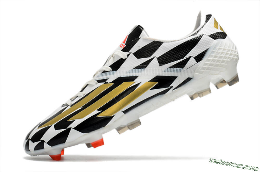 Adidas F50 Adizero Ghosted FG Low-Tops Soccer Cleats - White/Black/Gold 5