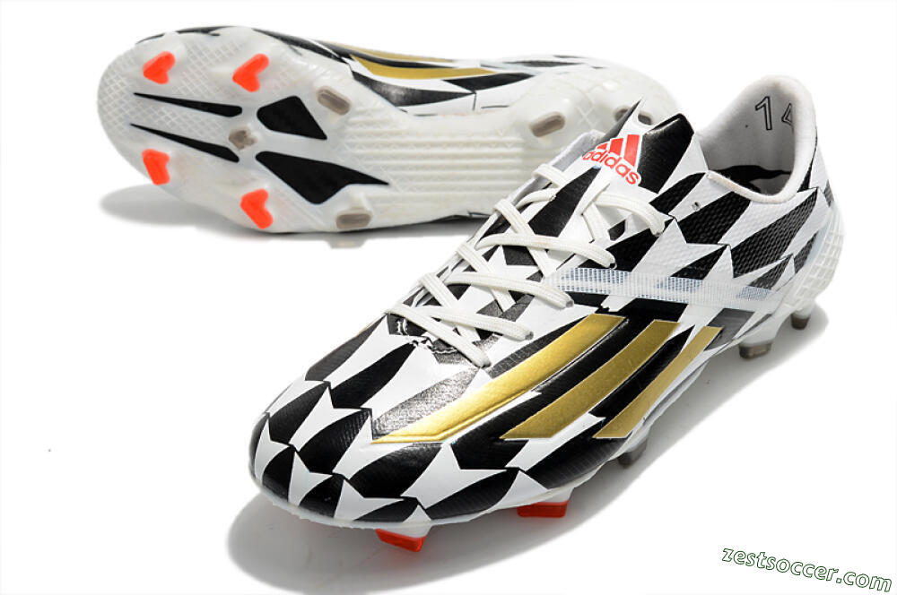 Adidas F50 Adizero Ghosted FG Low-Tops Soccer Cleats - White/Black/Gold 3
