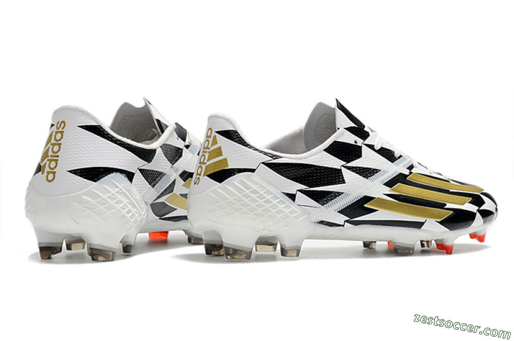 Adidas F50 Adizero Ghosted FG Low-Tops Soccer Cleats - White/Black/Gold 6