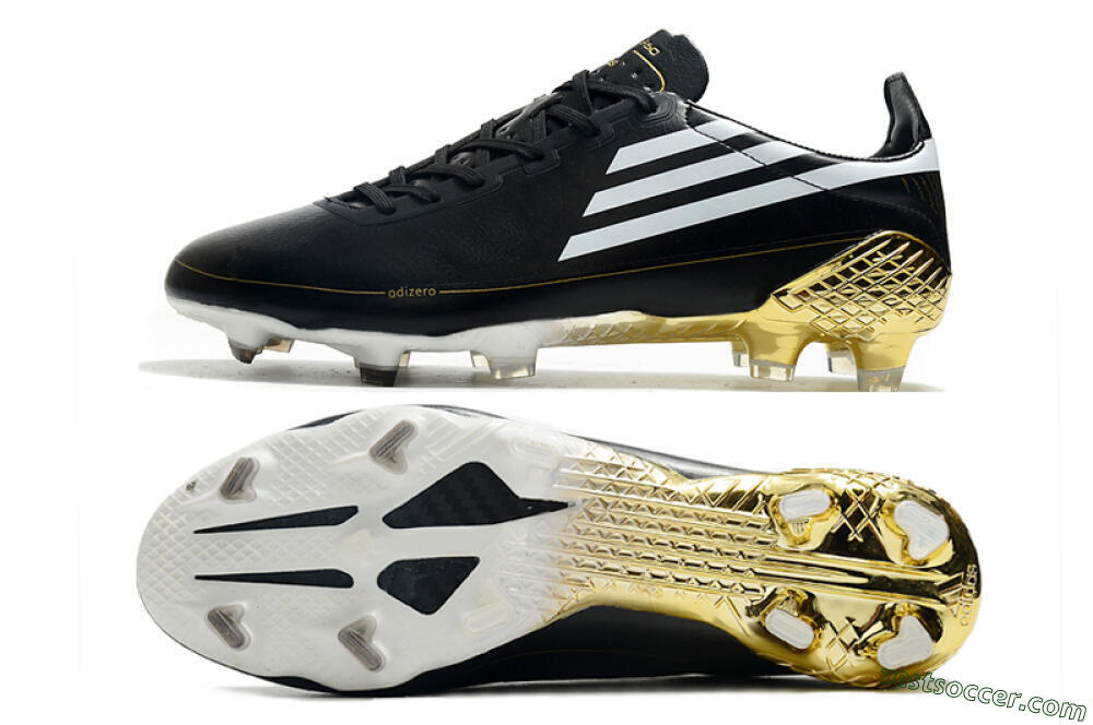 Adidas F50 Adizero Ghosted FG Low-Tops Soccer Cleats - Black/White/Gold 1