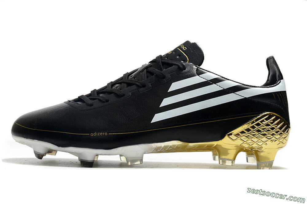 Adidas F50 Adizero Ghosted FG Low-Tops Soccer Cleats - Black/White/Gold 2