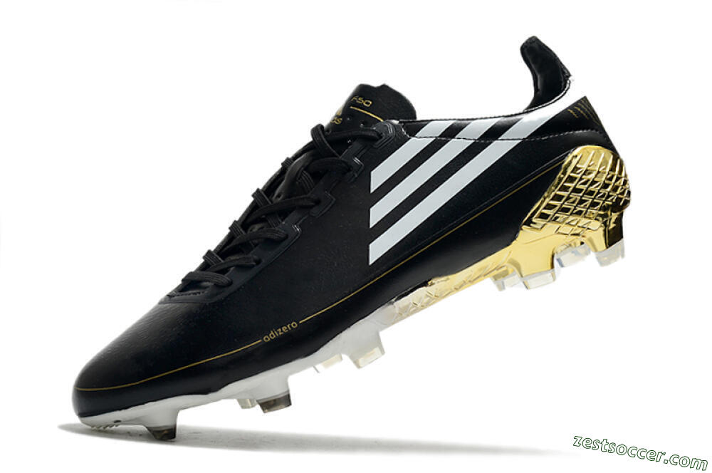 Adidas F50 Adizero Ghosted FG Low-Tops Soccer Cleats - Black/White/Gold 5
