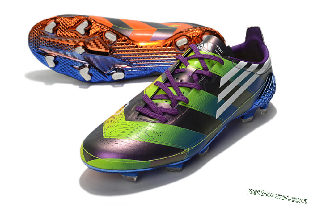 Adidas F50 Adizero Ghosted FG Low-Tops Soccer Cleats - Purple/Blue/Yellow 3