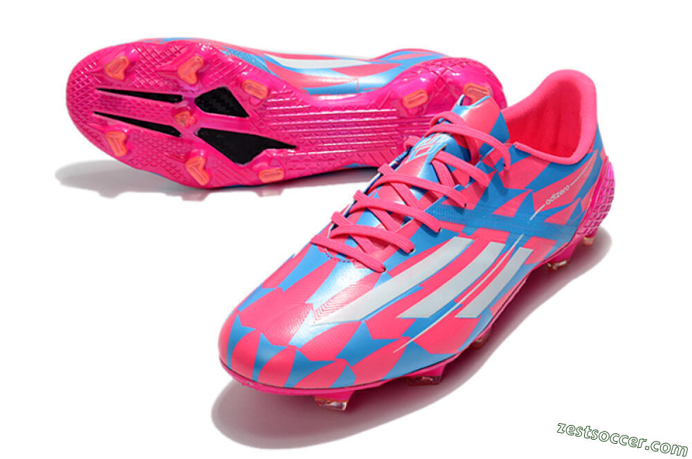 Adidas F50 Adizero Ghosted FG Low-Tops Soccer Cleats - Pink/White/Blue 3